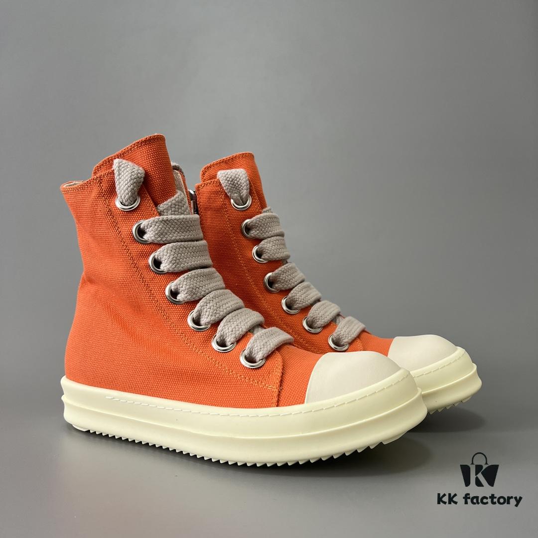 6930f0a96e68136f4d9b3a29 Rick Owens DRKSHDW Orange Canvas High-Top Sneakers with Chunky Laces