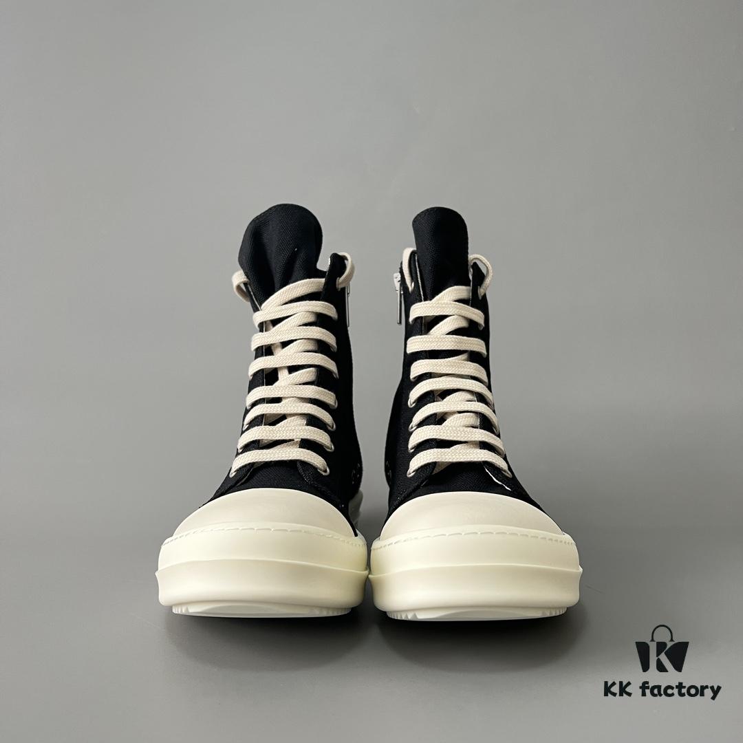 6930f0af6e68136f4d9b3a30 Rick Owens DRKSHDW Classic Canvas High-Top Lace-Up Sneakers with White Tip