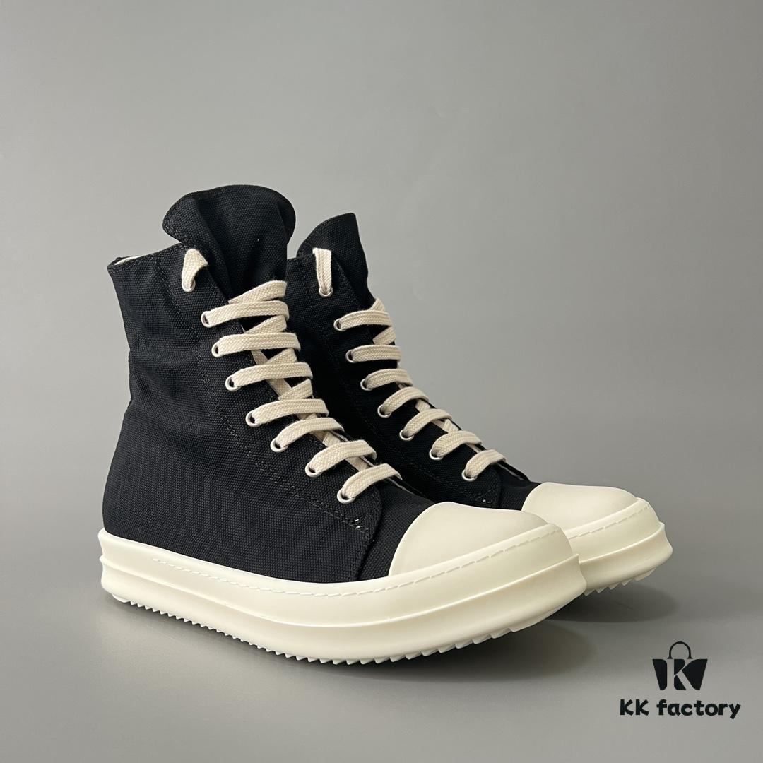 6930f0b06e68136f4d9b3a32 Rick Owens DRKSHDW Classic Canvas High-Top Lace-Up Sneakers with White Tip