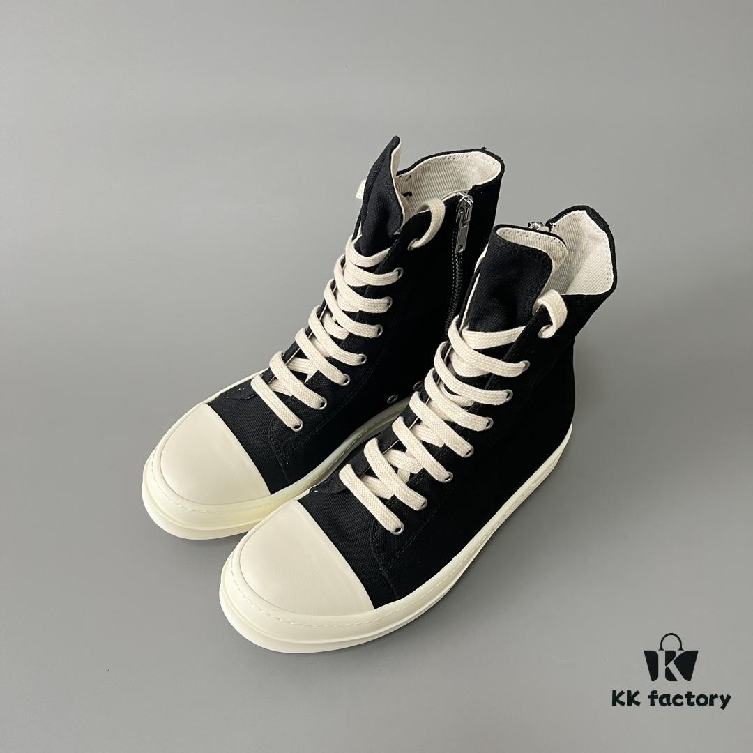 6930f0b36e68136f4d9b3a37 Rick Owens DRKSHDW Classic Canvas High-Top Lace-Up Sneakers with White Tip