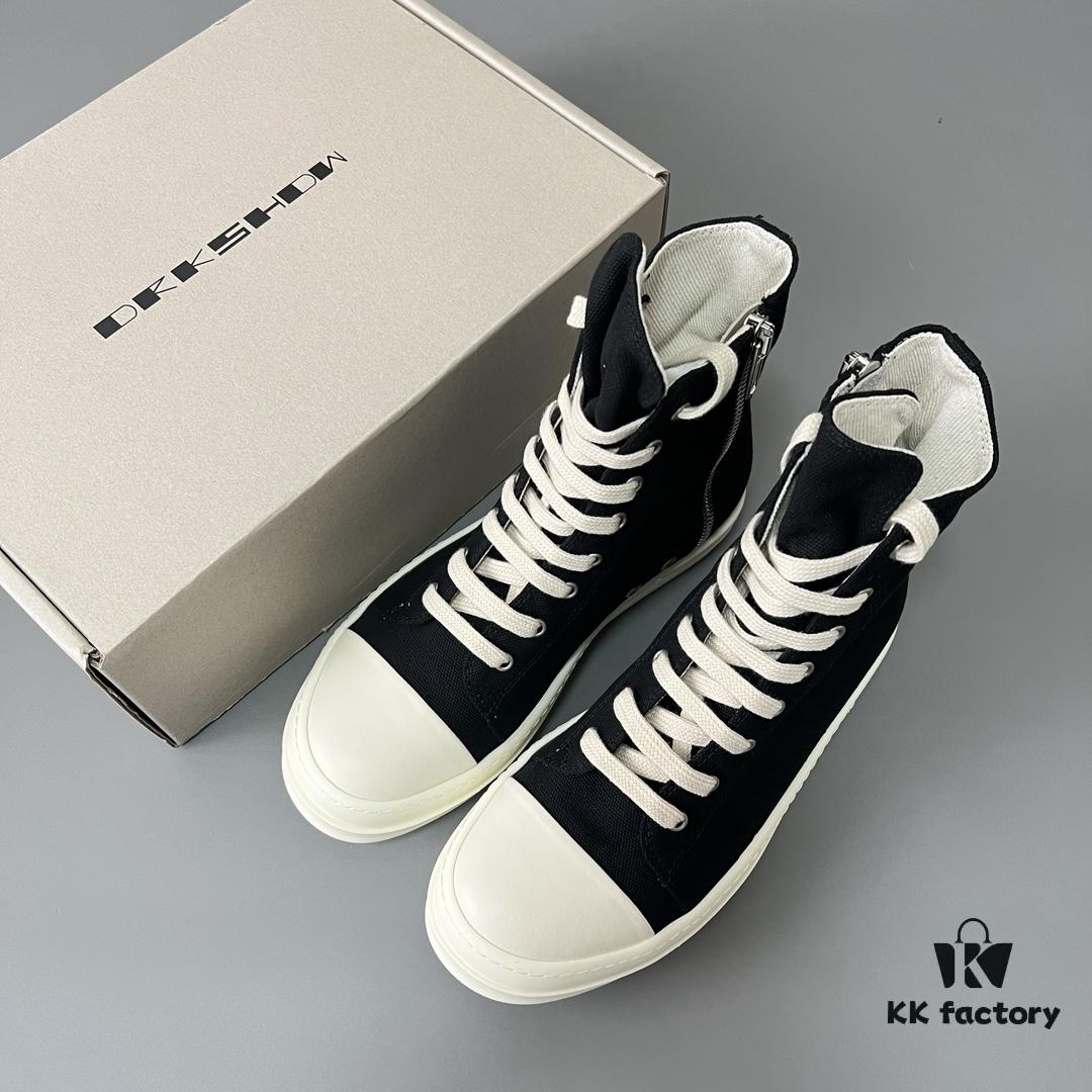 6930f0b56e68136f4d9b3a38 Rick Owens DRKSHDW Classic Canvas High-Top Lace-Up Sneakers with White Tip