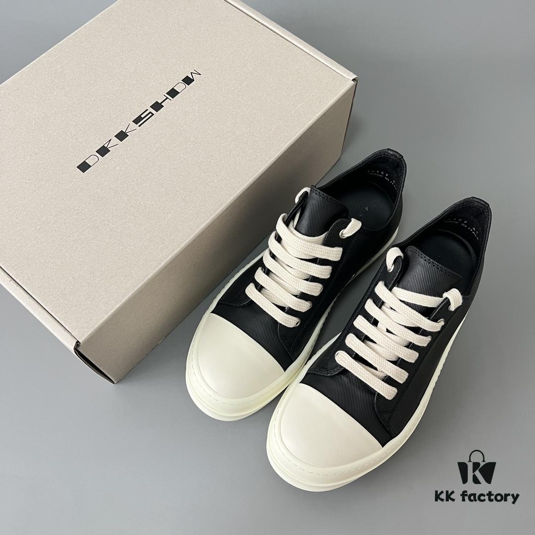 6930f0bc6e68136f4d9b3a45 Rick Owens DRKSHDW Low-Cut Lace-Up Shoes with Vintage Wax Fabric