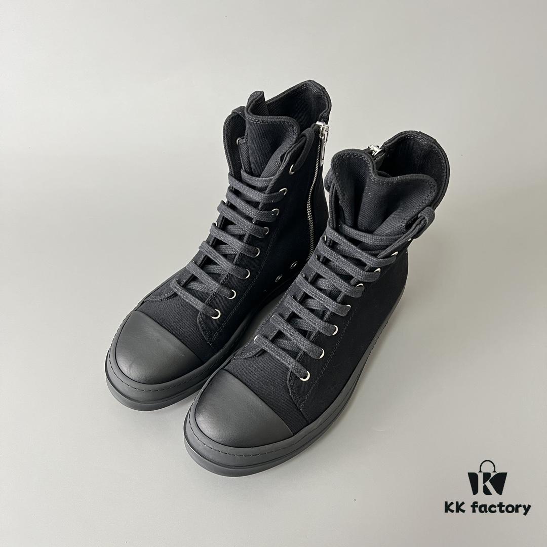 6930f0d86e68136f4d9b3a6e Rick Owens DRKSHDW Textured High-Top Lace-Up Sneakers with Black Toe