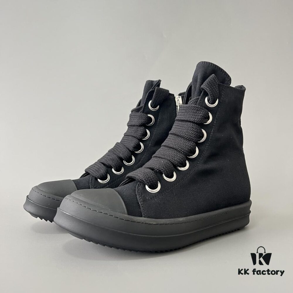 6930f0db6e68136f4d9b3a71 Rick Owens DRKSHDW Textured High-Top Lace-Up Black Sneakers