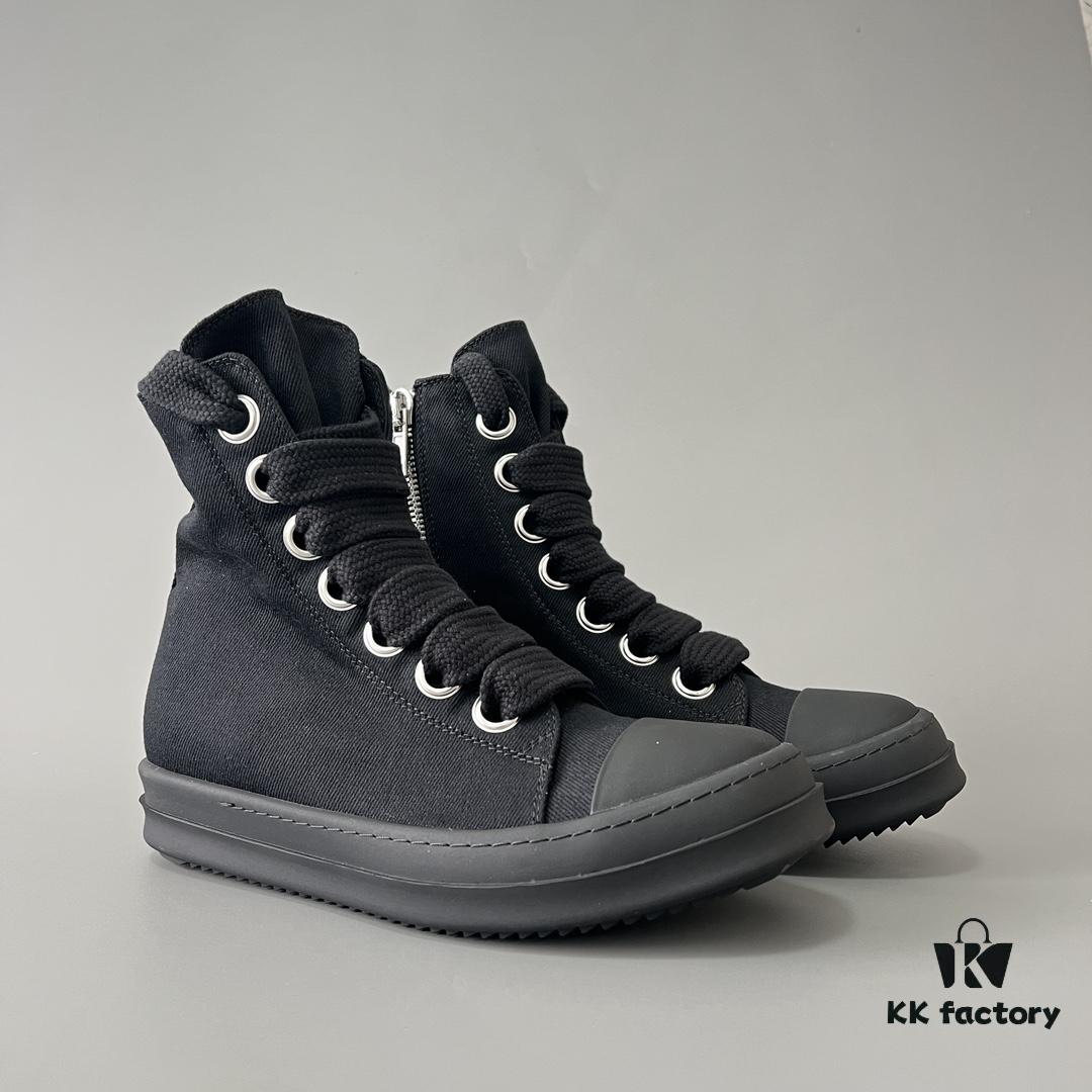 6930f0db6e68136f4d9b3a72 Rick Owens DRKSHDW Textured High-Top Lace-Up Black Sneakers