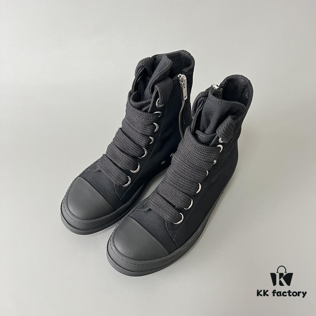 6930f0de6e68136f4d9b3a76 Rick Owens DRKSHDW Textured High-Top Lace-Up Black Sneakers