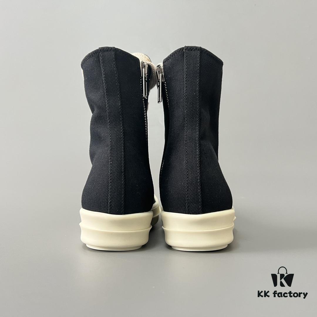 6930f0e26e68136f4d9b3a7b Rick Owens DRKSHDW Black Twill High-Top Sneakers with Chunky Laces