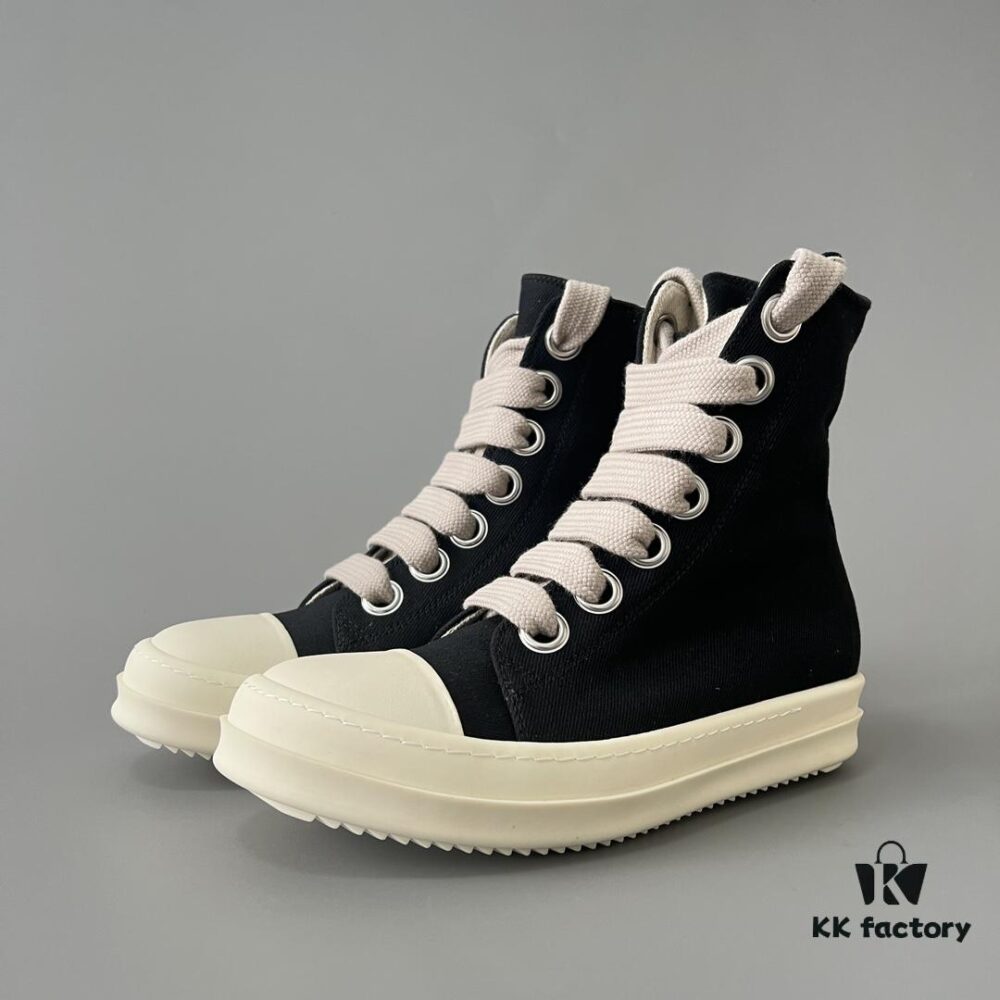 6930f0e76e68136f4d9b3a81 Rick Owens DRKSHDW Textured Mesh Perforated High-Top Lace-Up Sneakers with White Tip