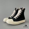 6930f0e76e68136f4d9b3a81 Rick Owens DRKSHDW Textured Mesh Perforated High-Top Lace-Up Sneakers with White Tip