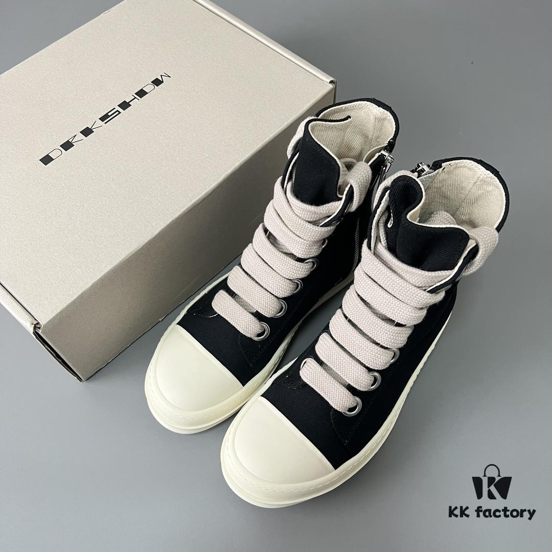 6930f0e76e68136f4d9b3a82 Rick Owens DRKSHDW Black Twill High-Top Sneakers with Chunky Laces
