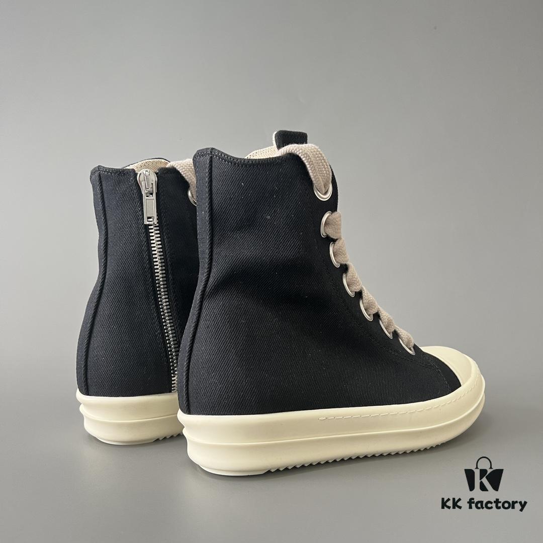 6930f0ea6e68136f4d9b3a85 Rick Owens DRKSHDW Textured Mesh Perforated High-Top Lace-Up Sneakers with White Tip