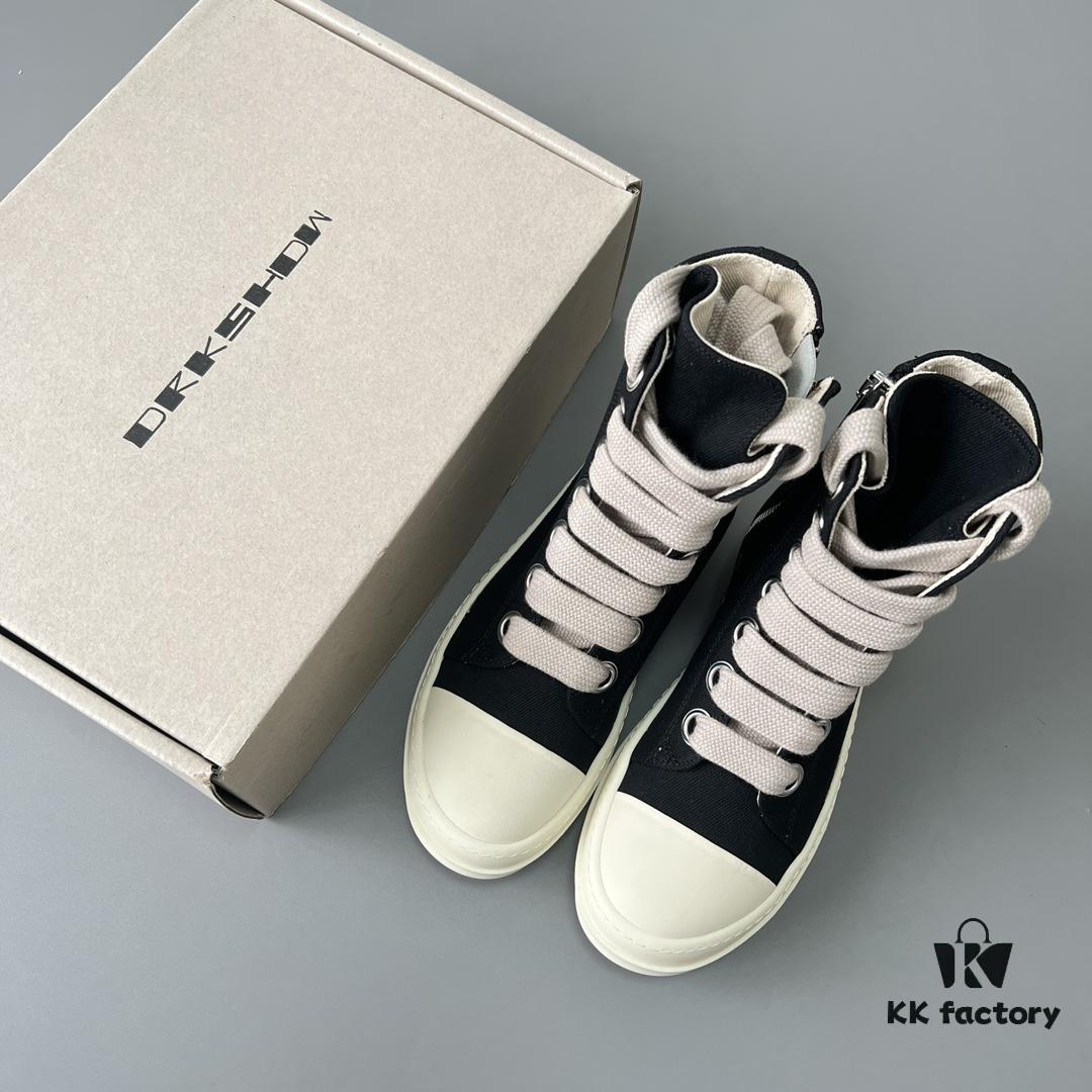 6930f0ed6e68136f4d9b3a89 Rick Owens DRKSHDW Textured Mesh Perforated High-Top Lace-Up Sneakers with White Tip