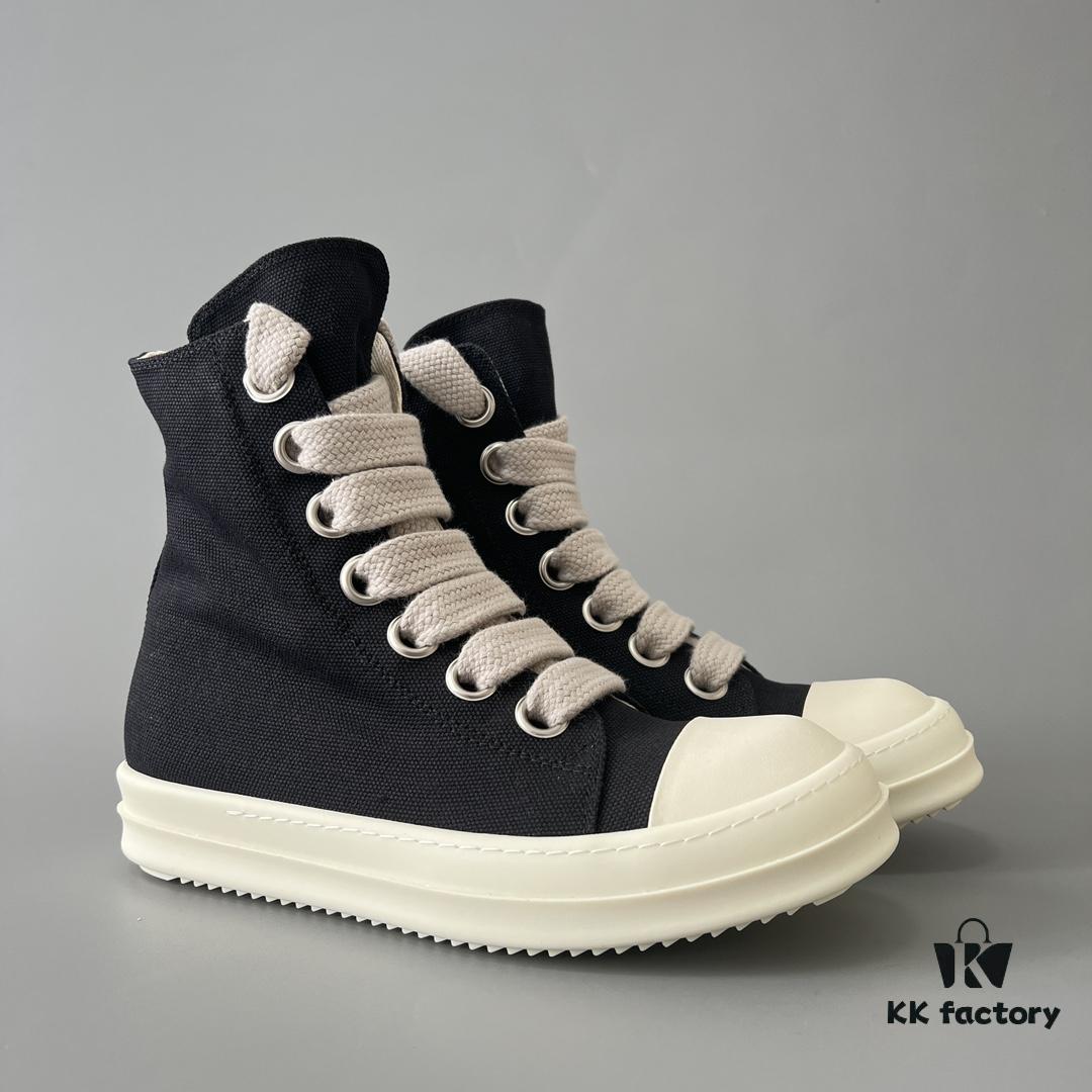 6930f0f06e68136f4d9b3a8b Rick Owens DRKSHDW Canvas High-top Lace-up Sneakers with Chunky Sole