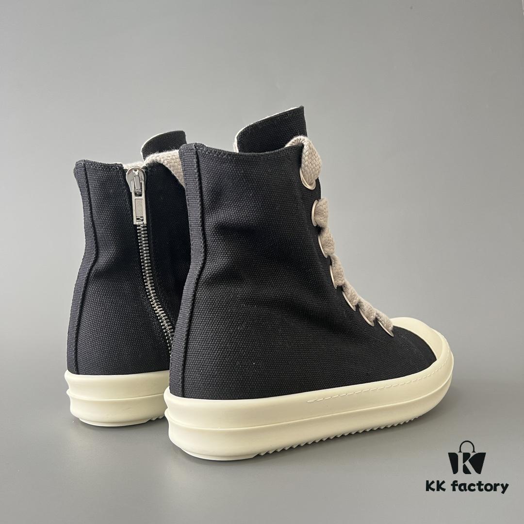 6930f0f26e68136f4d9b3a8e Rick Owens DRKSHDW Canvas High-top Lace-up Sneakers with Chunky Sole