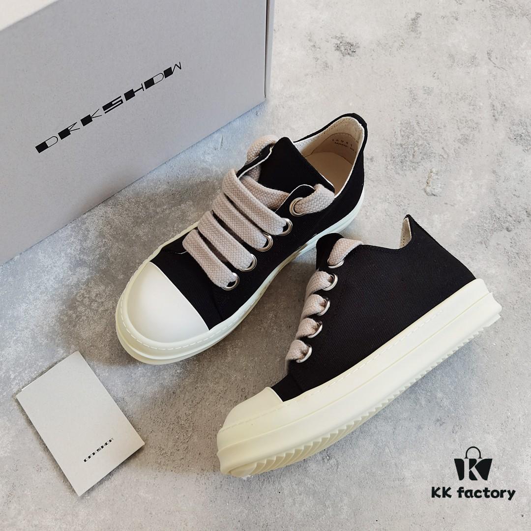 6930f0f66e68136f4d9b3a92 Rick Owens DRKSHDW Black Twill Low-top Sneakers with Chunky Laces