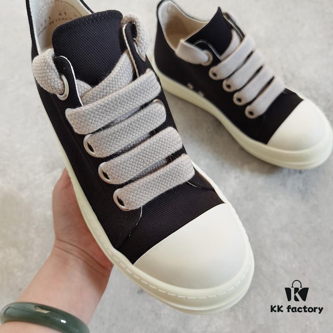 6930f0f76e68136f4d9b3a93 Rick Owens DRKSHDW Black Twill Low-top Sneakers with Chunky Laces