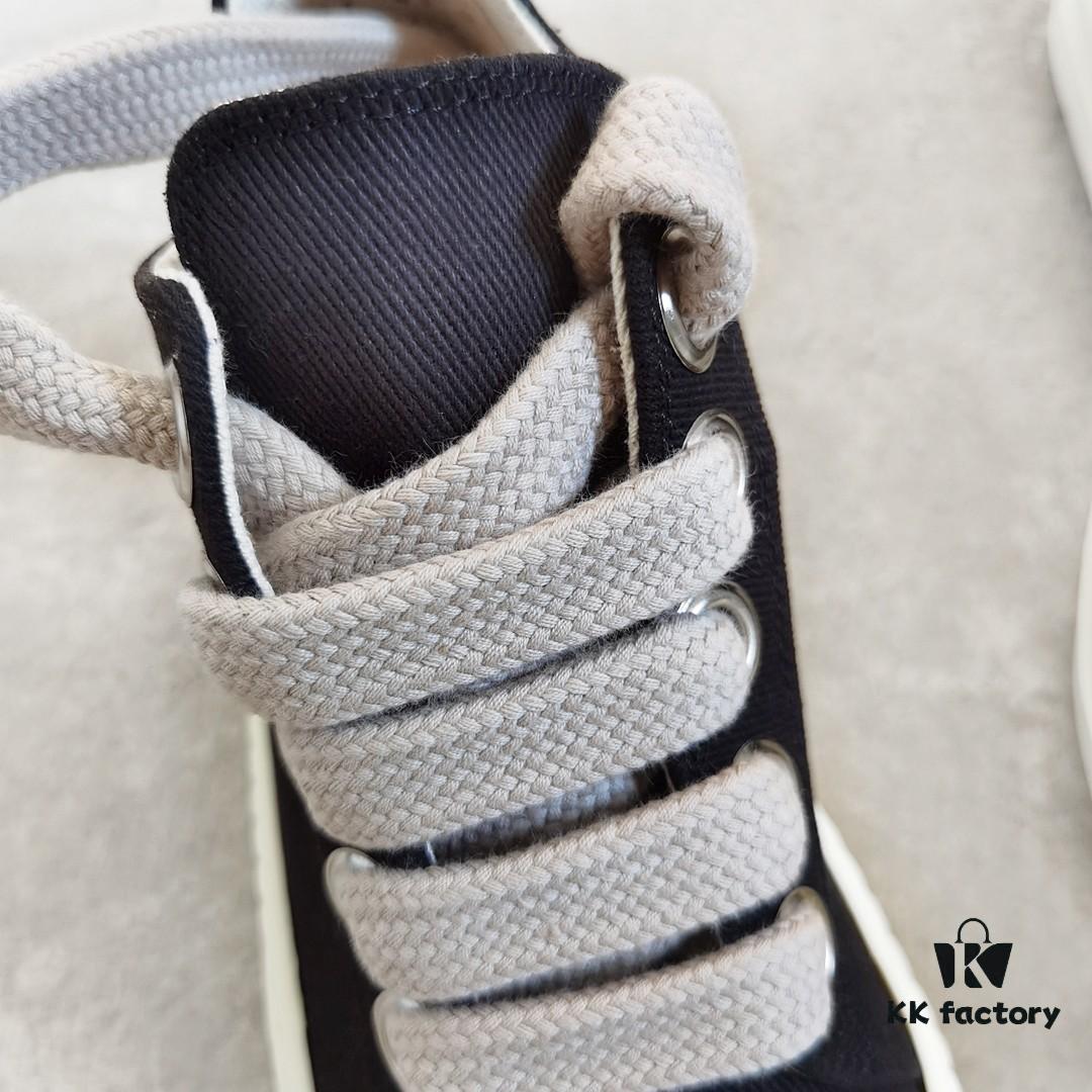 6930f0f96e68136f4d9b3a96 Rick Owens DRKSHDW Black Twill Low-top Sneakers with Chunky Laces
