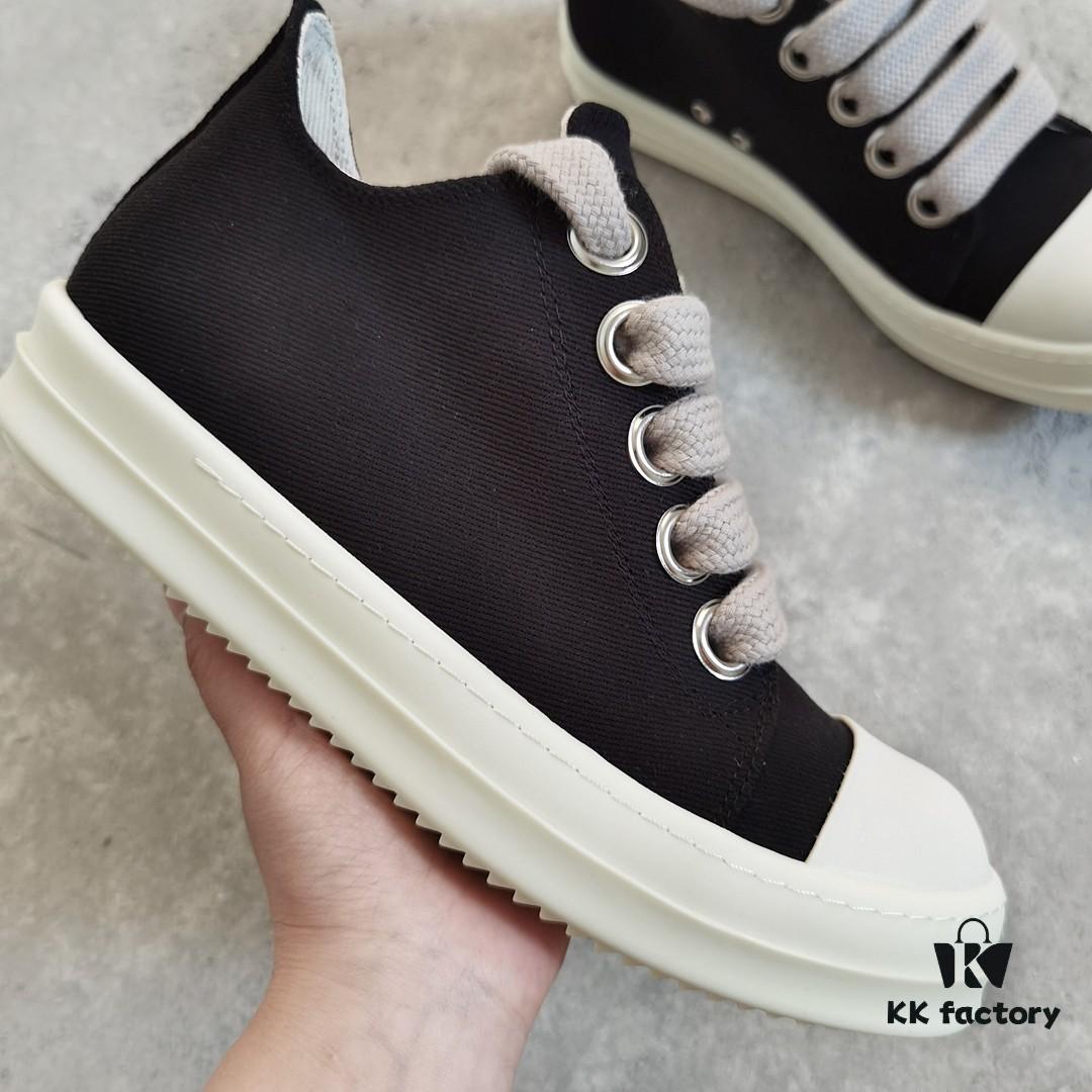 6930f0f96e68136f4d9b3a97 Rick Owens DRKSHDW Black Twill Low-top Sneakers with Chunky Laces