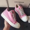 6930f0ff6e68136f4d9b3a9e Rick Owens DRKSHDW Pink Twill Low-top Sneakers with Chunky Laces