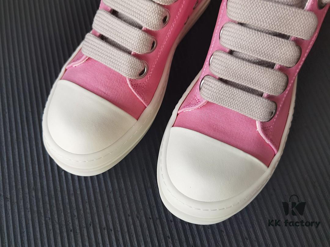 6930f1016e68136f4d9b3aa0 Rick Owens DRKSHDW Pink Twill Low-top Sneakers with Chunky Laces