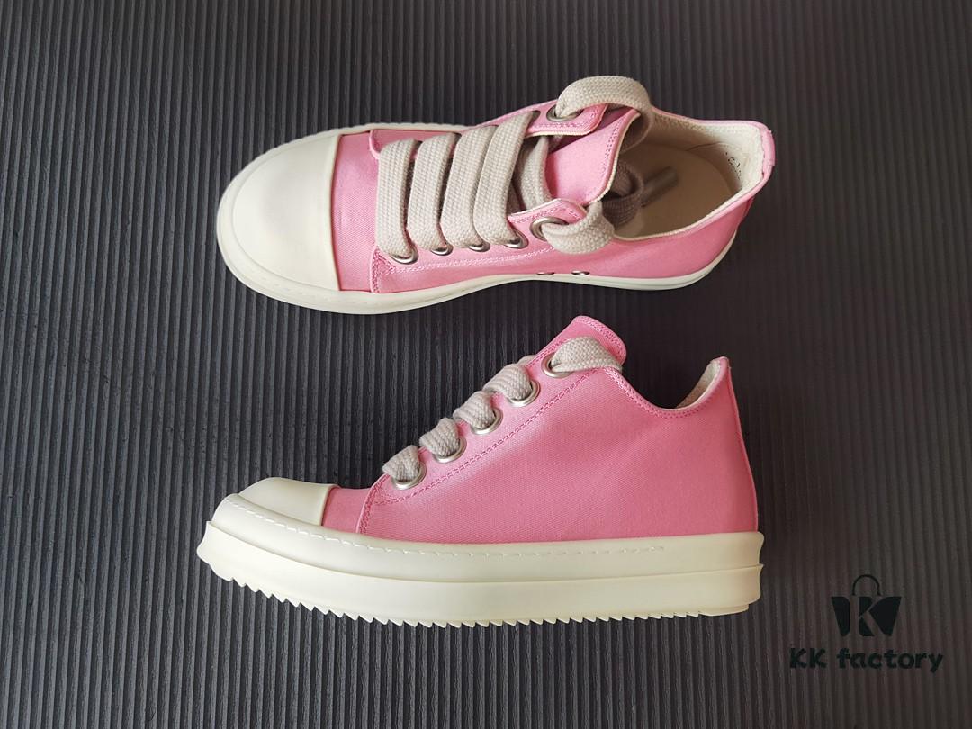 6930f1026e68136f4d9b3aa1 Rick Owens DRKSHDW Pink Twill Low-top Sneakers with Chunky Laces