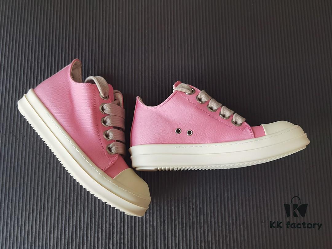 6930f1036e68136f4d9b3aa2 Rick Owens DRKSHDW Pink Twill Low-top Sneakers with Chunky Laces