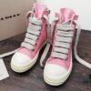 6930f1046e68136f4d9b3aa3 Rick Owens DRKSHDW Pink Twill High-Top Sneakers with Chunky Laces
