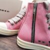 6930f1056e68136f4d9b3aa6 Rick Owens DRKSHDW Pink Twill High-Top Sneakers with Chunky Laces