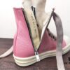 6930f1066e68136f4d9b3aa7 Rick Owens DRKSHDW Pink Twill High-Top Sneakers with Chunky Laces