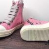 6930f1086e68136f4d9b3aa8 Rick Owens DRKSHDW Pink Twill High-Top Sneakers with Chunky Laces