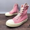 6930f10c6e68136f4d9b3aaf Rick Owens DRKSHDW Pink Canvas High-top Lace-up Sneakers with Heel Logo