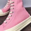6930f10e6e68136f4d9b3ab0 Rick Owens DRKSHDW Pink Canvas High-top Lace-up Sneakers with Heel Logo