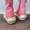 6930f1106e68136f4d9b3ab3 Rick Owens DRKSHDW Pink Canvas High-top Lace-up Sneakers with Heel Logo