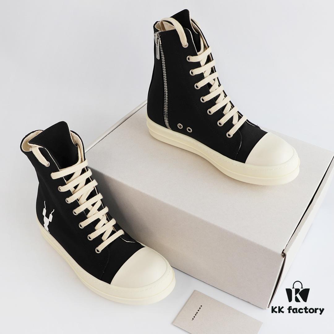 6930f1116e68136f4d9b3ab6 Rick Owens DRKSHDW Textured High-Top Lace-Up with Printed Logo (Note: Logo Only on Right Foot)