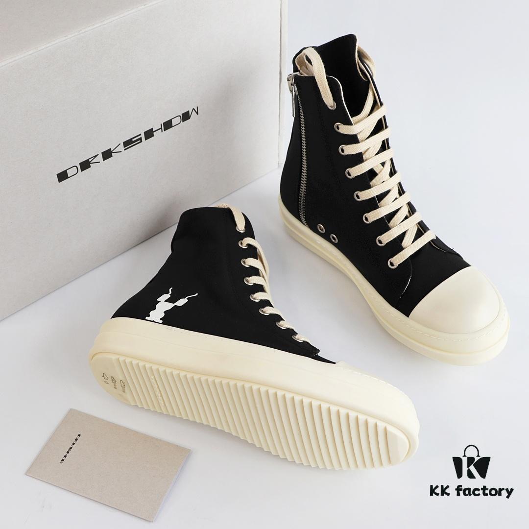 6930f1126e68136f4d9b3ab7 Rick Owens DRKSHDW Textured High-Top Lace-Up with Printed Logo (Note: Logo Only on Right Foot)