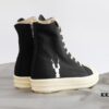 6930f1156e68136f4d9b3aba Rick Owens DRKSHDW Textured High-Top Lace-Up with Printed Logo (Note: Logo Only on Right Foot)