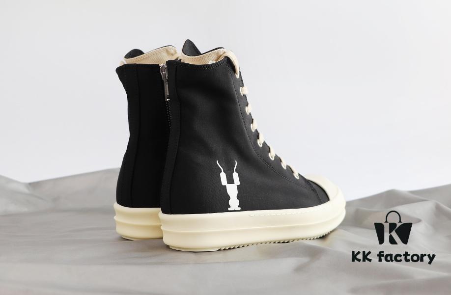6930f1156e68136f4d9b3aba Rick Owens DRKSHDW Textured High-Top Lace-Up with Printed Logo (Note: Logo Only on Right Foot)