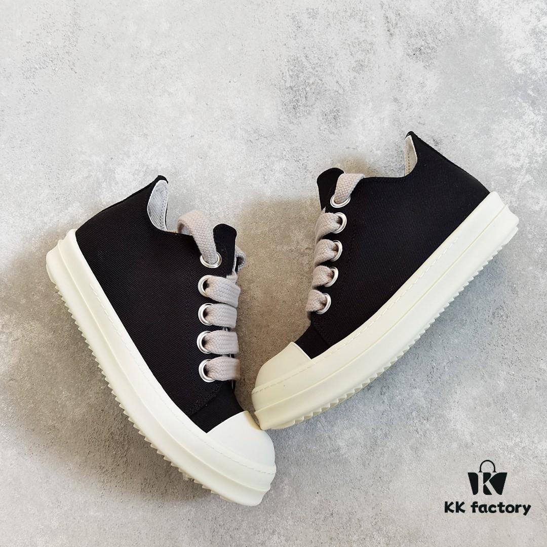 6930f1166e68136f4d9b3abc Rick Owens DRKSHDW Black Twill Low-top Sneakers with Chunky Laces