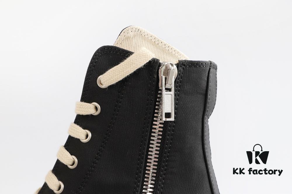 6930f1176e68136f4d9b3abf Rick Owens DRKSHDW Textured High-Top Lace-Up with Printed Logo (Note: Logo Only on Right Foot)
