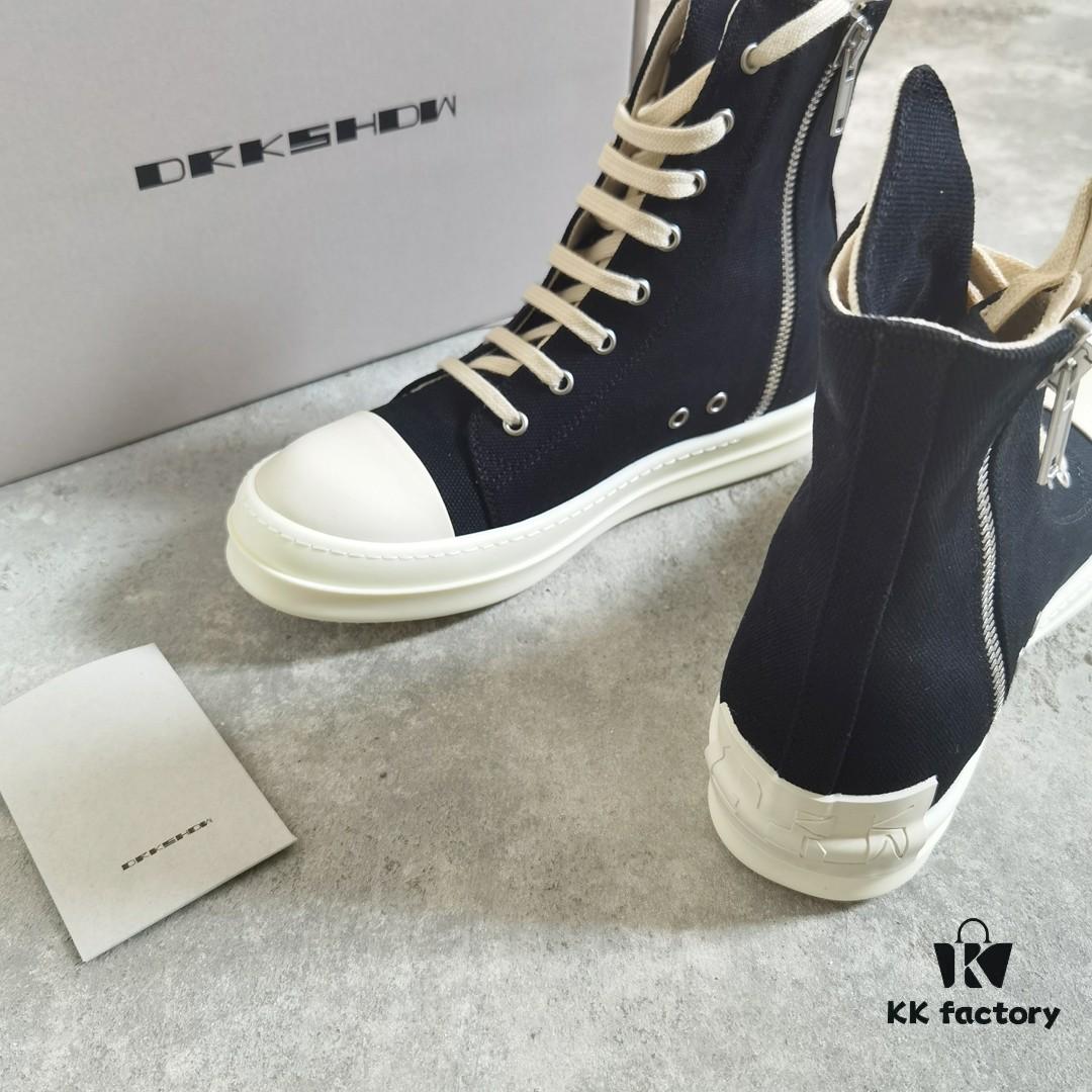 6930f1186e68136f4d9b3ac0 Rick Owens DRKSHDW Classic Canvas High-top Sneakers with Back-Tie Detail and Logo Patch