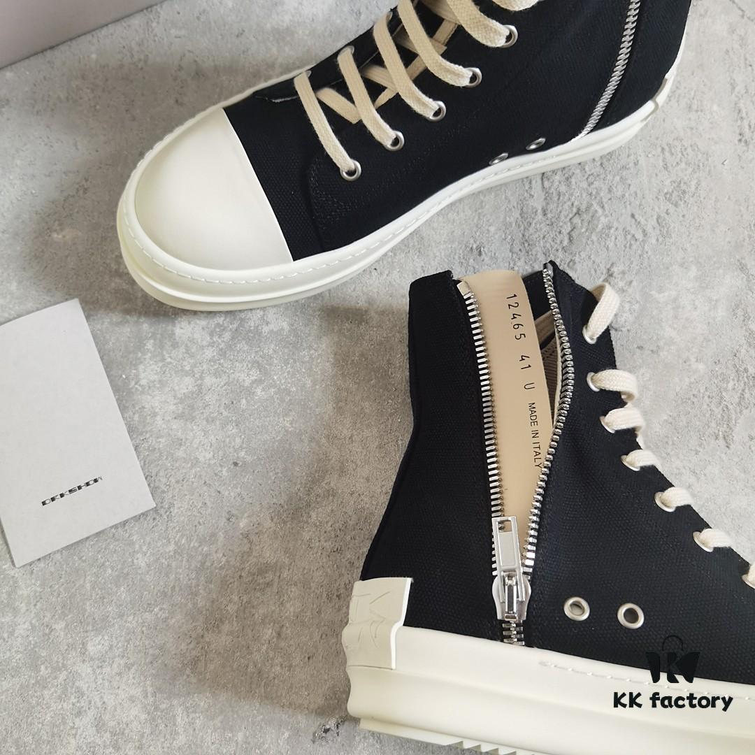 6930f11b6e68136f4d9b3ac2 Rick Owens DRKSHDW Classic Canvas High-top Sneakers with Back-Tie Detail and Logo Patch