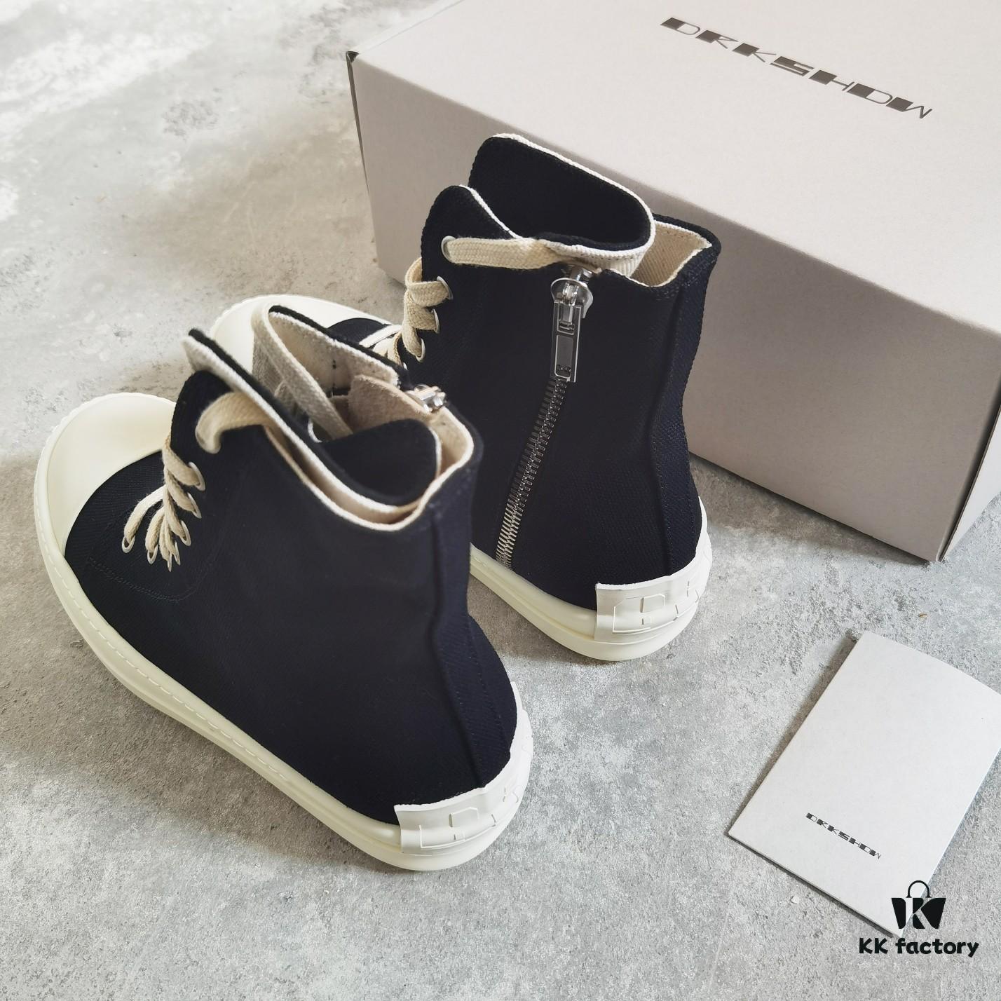 6930f11c6e68136f4d9b3ac4 Rick Owens DRKSHDW Classic Canvas High-top Sneakers with Back-Tie Detail and Logo Patch