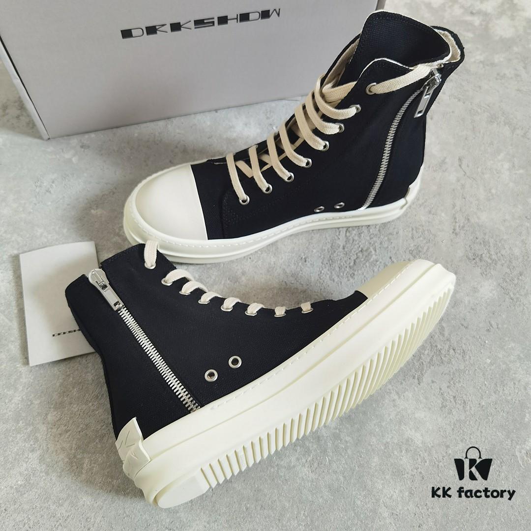6930f11e6e68136f4d9b3ac7 Rick Owens DRKSHDW Classic Canvas High-top Sneakers with Back-Tie Detail and Logo Patch
