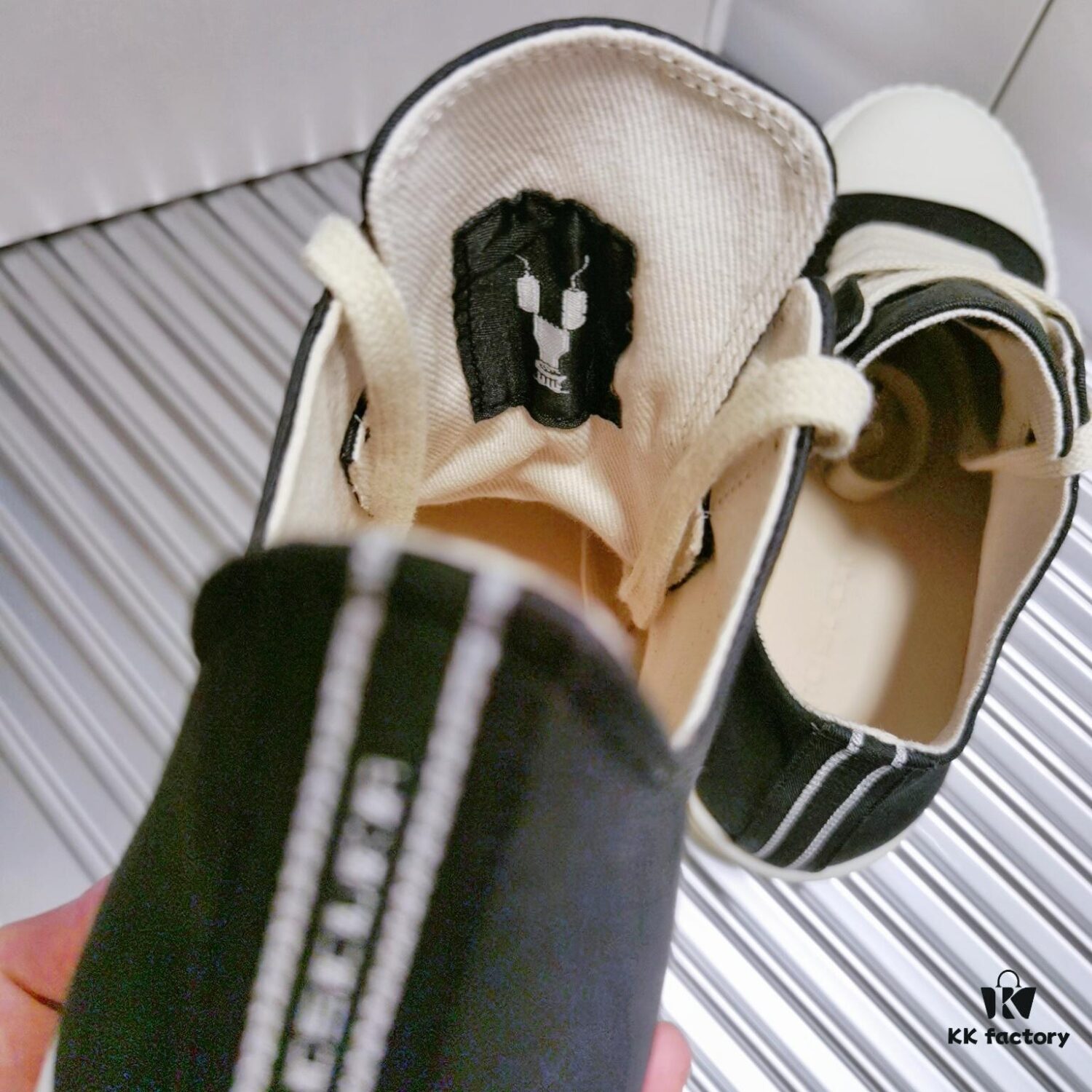 6930f1226e68136f4d9b3aca Rick Owens DRKSHDW High-Top Lace-Up Shoes with Woven Back Strap