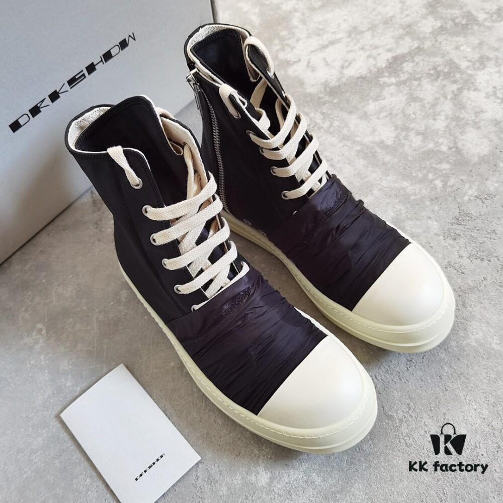 6930f1246e68136f4d9b3acd Rick Owens DRKSHDW High-Top Black Nylon Composite Wrinkle Design