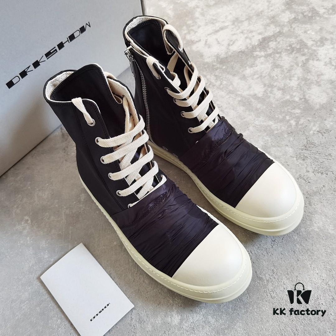 6930f1246e68136f4d9b3acd Rick Owens DRKSHDW High-Top Black Nylon Composite Wrinkle Design