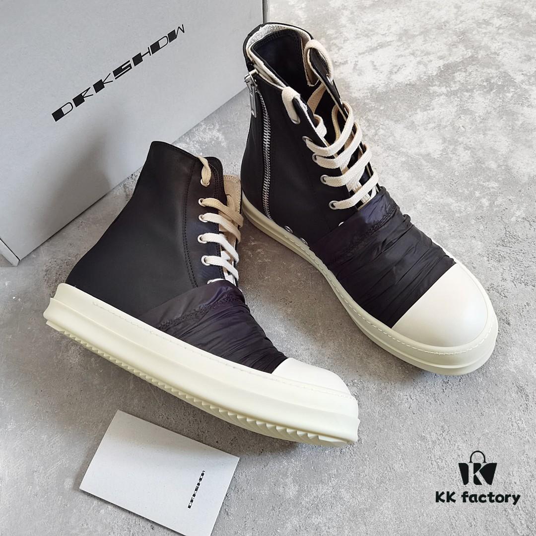 6930f1256e68136f4d9b3acf Rick Owens DRKSHDW High-Top Black Nylon Composite Wrinkle Design