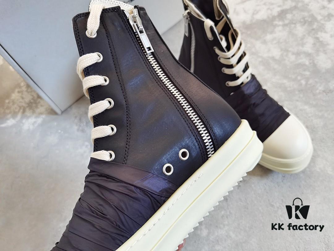 6930f1286e68136f4d9b3ad3 Rick Owens DRKSHDW High-Top Black Nylon Composite Wrinkle Design