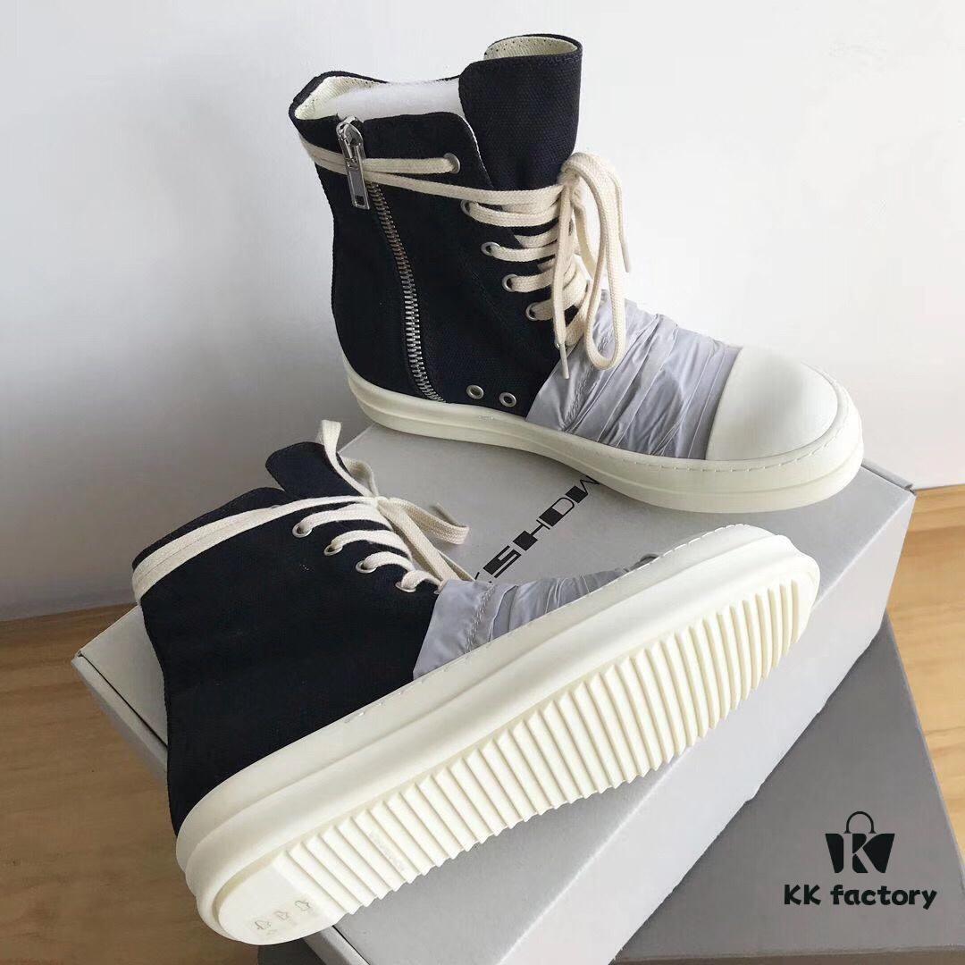 6930f1306e68136f4d9b3adc Rick Owens DRKSHDW High-Top Canvas Gray Wrinkle