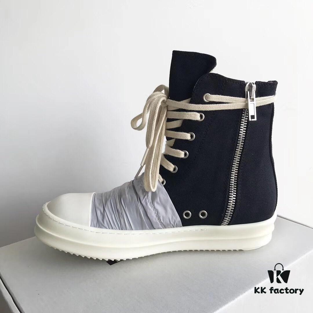 6930f1306e68136f4d9b3add Rick Owens DRKSHDW High-Top Canvas Gray Wrinkle
